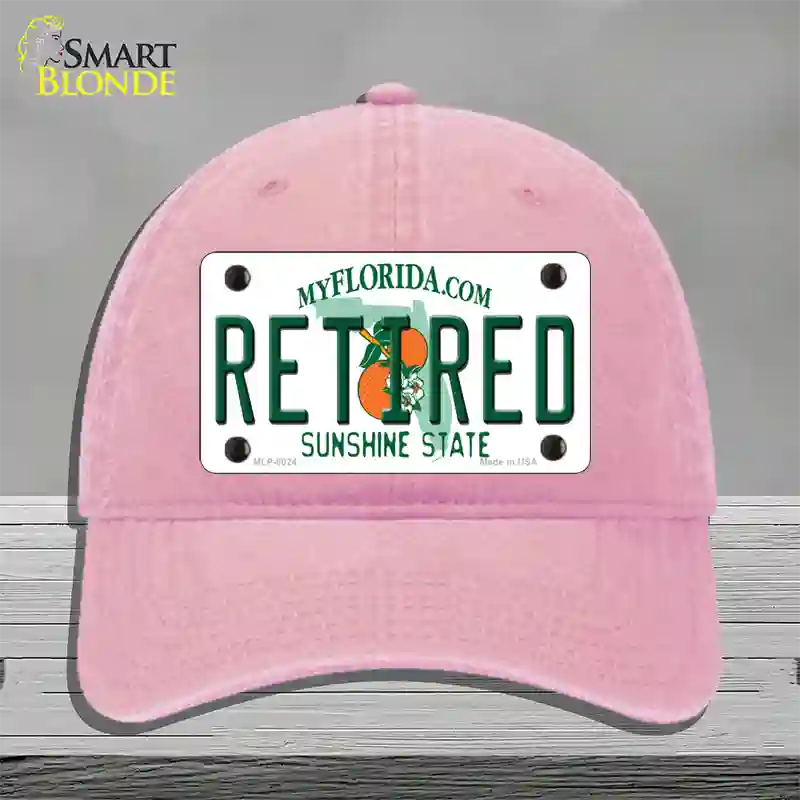 Retired Florida Novelty License Plate Hat Unconstructed Cotton / Pink