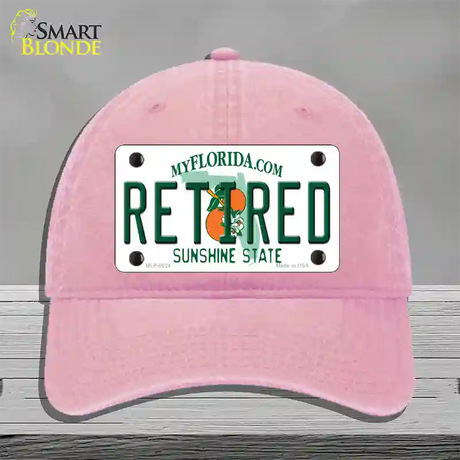 Retired Florida Novelty License Plate Hat Unconstructed Cotton / Pink