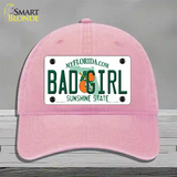 Bad Girl Florida Novelty License Plate Hat Unconstructed Cotton / Pink