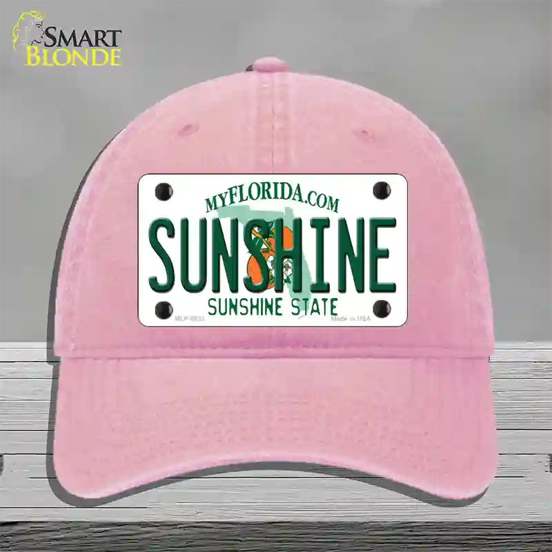 Sunshine Florida Novelty License Plate Hat Unconstructed Cotton / Pink