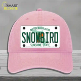 Snowbird Florida Novelty License Plate Hat Unconstructed Cotton / Pink