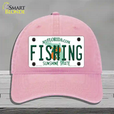 Fishing Florida Novelty License Plate Hat Unconstructed Cotton / Pink