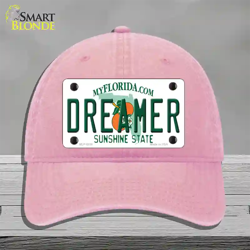 Dreamer Florida Novelty License Plate Hat Unconstructed Cotton / Pink