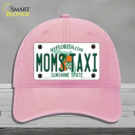 Moms Taxi Florida Novelty License Plate Hat Unconstructed Cotton / Pink