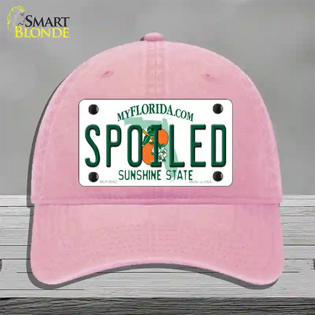 Spoiled Florida Novelty License Plate Hat Unconstructed Cotton / Pink