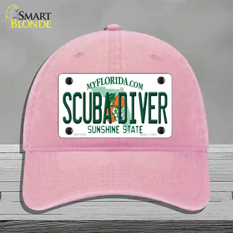 Scuba Diver Florida Novelty License Plate Hat Unconstructed Cotton / Pink