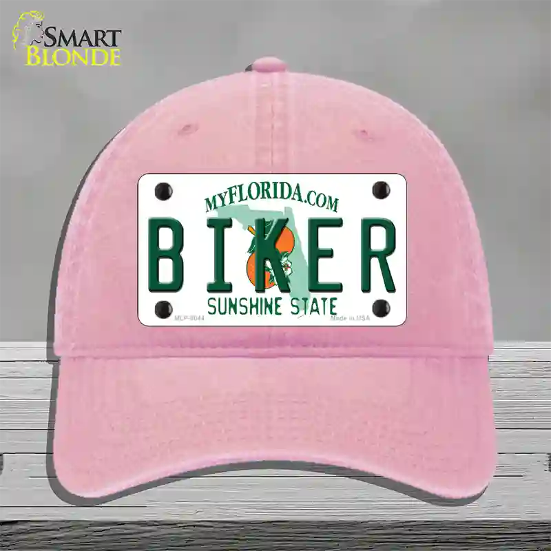 Biker Florida Novelty License Plate Hat Unconstructed Cotton / Pink