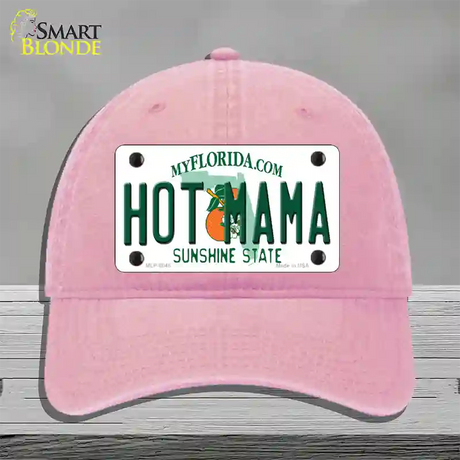 Hot Mama Florida Novelty License Plate Hat Unconstructed Cotton / Pink