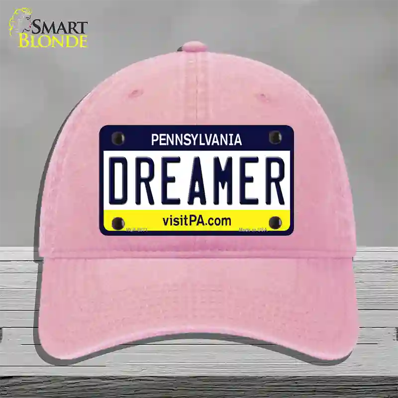 Dreamer Pennsylvania State Novelty License Plate Hat Unconstructed Cotton / Pink