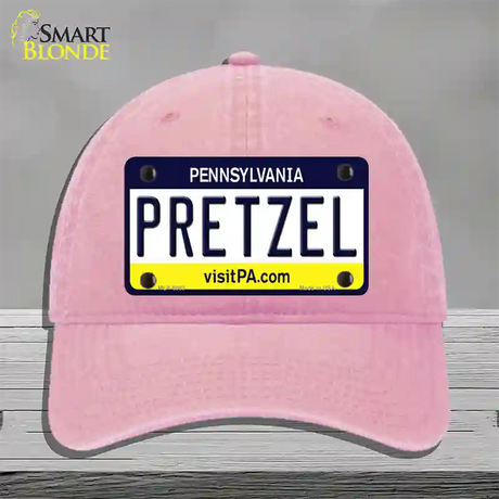 Pretzel Pennsylvania State Novelty License Plate Hat Unconstructed Cotton / Pink