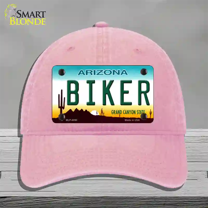 Arizona Biker Novelty License Plate Hat Unconstructed Cotton / Pink