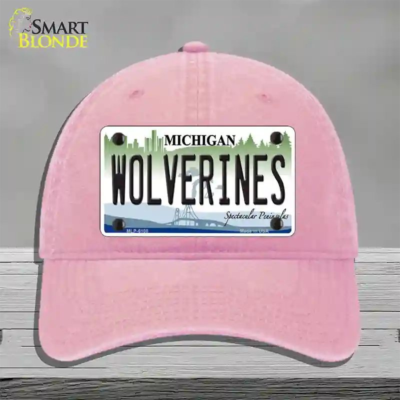 Michigan Wolverines Novelty License Plate Hat Unconstructed Cotton / Pink