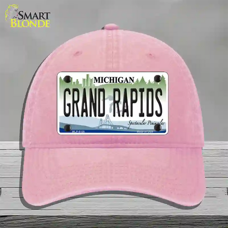 Grand Rapids Michigan Novelty License Plate Hat Unconstructed Cotton / Pink