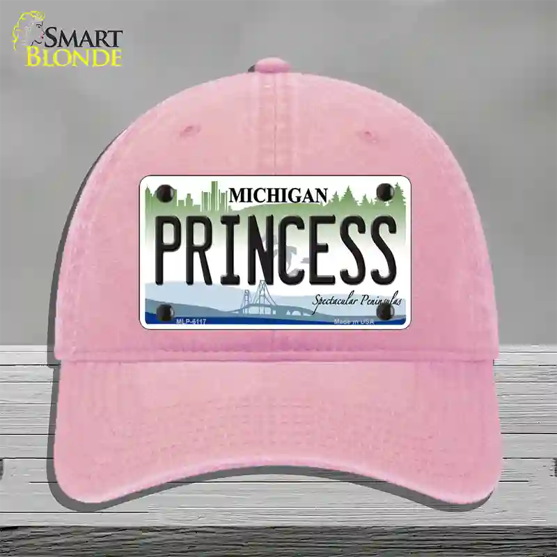 Princess Michigan Novelty License Plate Hat Unconstructed Cotton / Pink