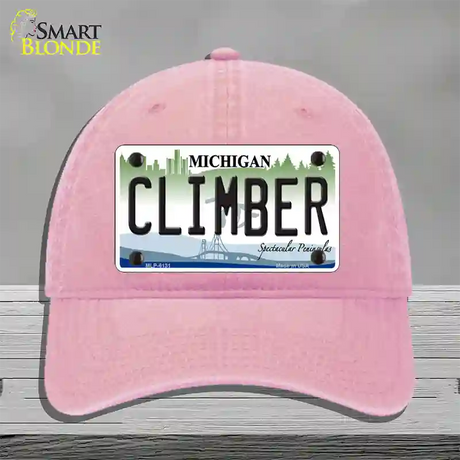 Climber Michigan Novelty License Plate Hat Unconstructed Cotton / Pink