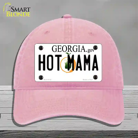 Hot Mama Georgia Novelty License Plate Hat Unconstructed Cotton / Pink