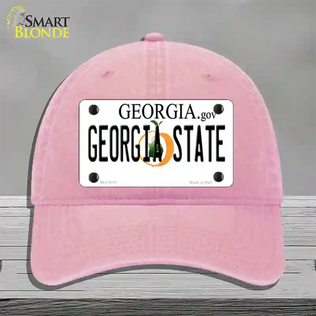 Georgia State Novelty License Plate Hat Unconstructed Cotton / Pink