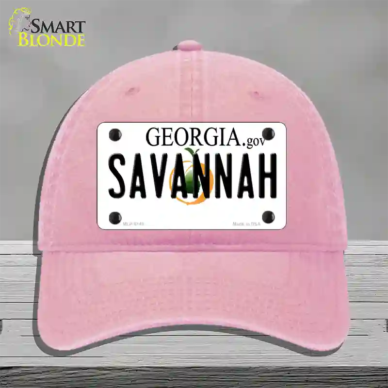 Savannah Georgia Novelty License Plate Hat Unconstructed Cotton / Pink