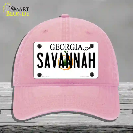 Savannah Georgia Novelty License Plate Hat Unconstructed Cotton / Pink