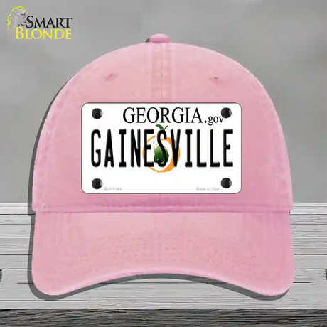 Gainesville Georgia Novelty License Plate Hat Unconstructed Cotton / Pink