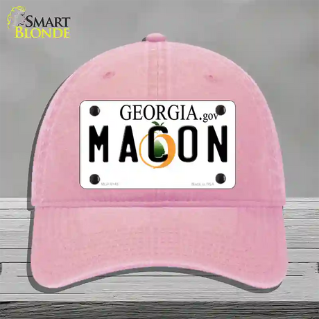 Macon Georgia Novelty License Plate Hat Unconstructed Cotton / Pink