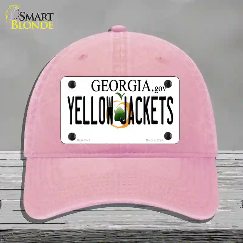 Yellow Jackets Georgia Novelty License Plate Hat Unconstructed Cotton / Pink