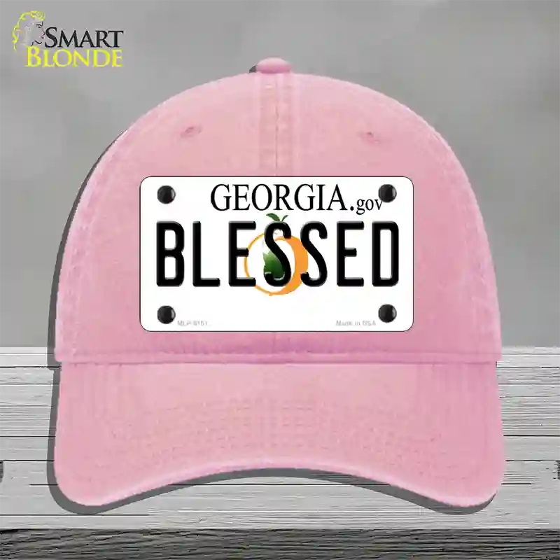 Blessed Georgia Novelty License Plate Hat Unconstructed Cotton / Pink