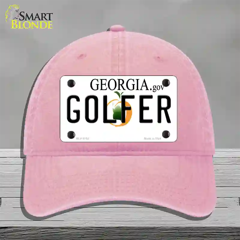 Golfer Georgia Novelty License Plate Hat Unconstructed Cotton / Pink