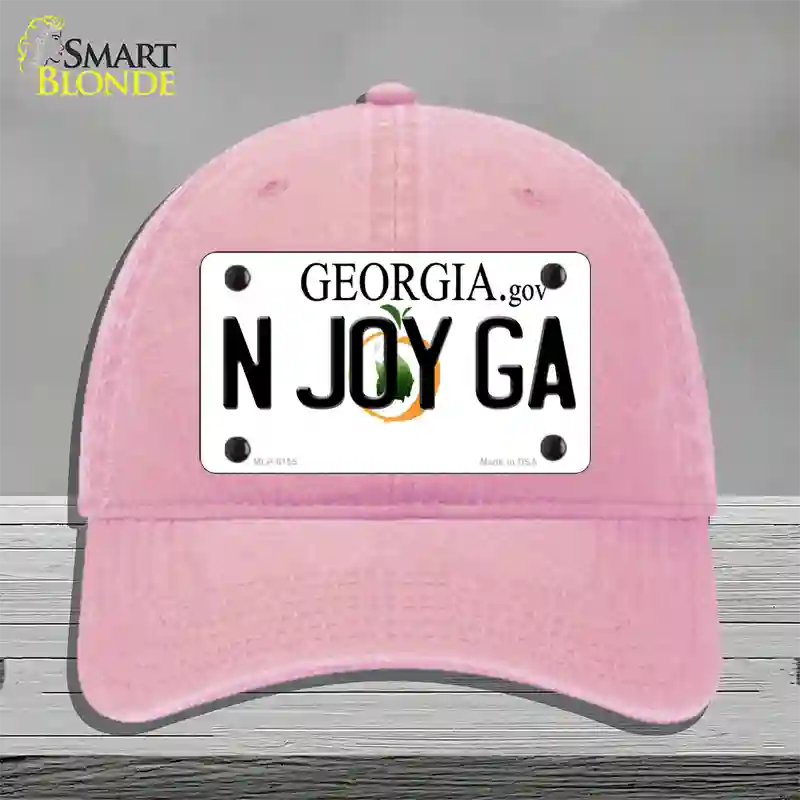 N Joy Ga Georgia Novelty License Plate Hat Unconstructed Cotton / Pink