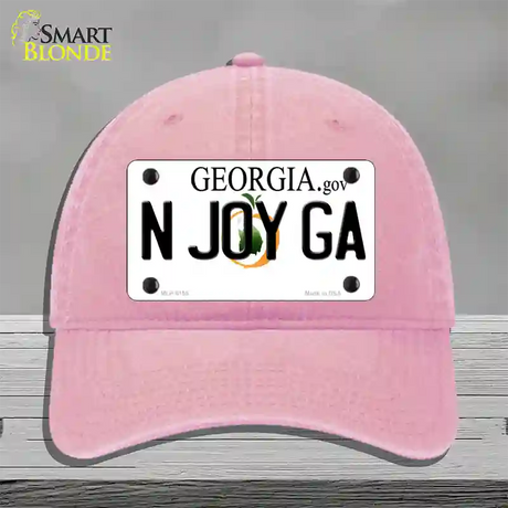 N Joy Ga Georgia Novelty License Plate Hat Unconstructed Cotton / Pink