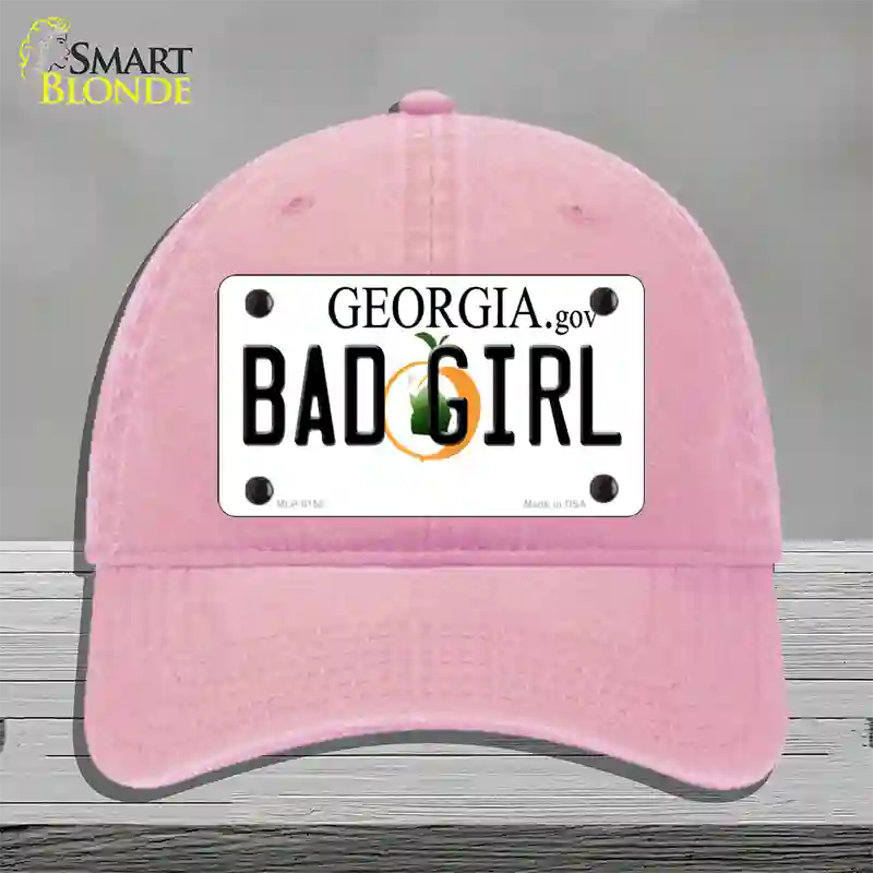 Bad Girl Georgia Novelty License Plate Hat Unconstructed Cotton / Pink