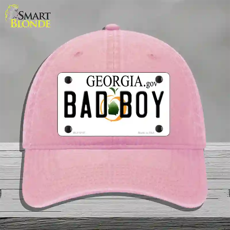 Bad Boy Georgia Novelty License Plate Hat Unconstructed Cotton / Pink