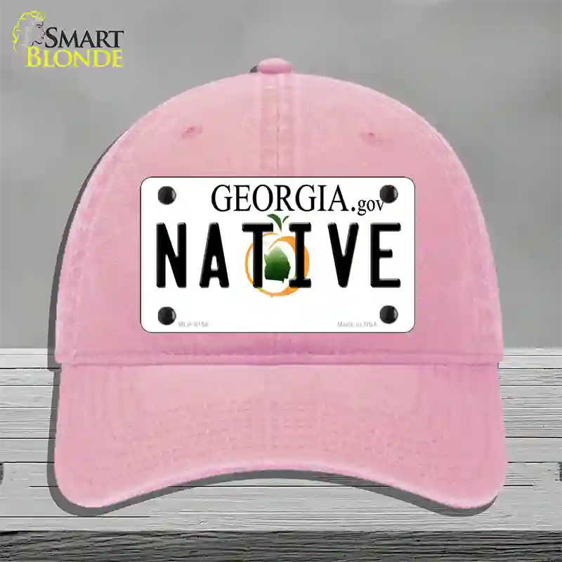 Native Georgia Novelty License Plate Hat Unconstructed Cotton / Pink