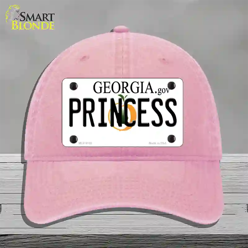 Princess Georgia Novelty License Plate Hat Unconstructed Cotton / Pink