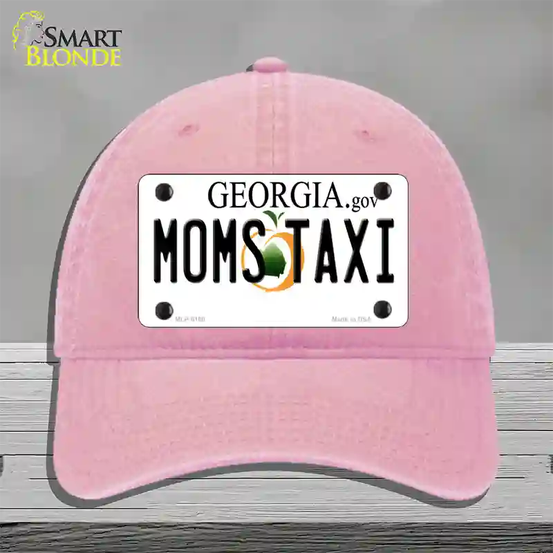 Moms Taxi Georgia Novelty License Plate Hat Unconstructed Cotton / Pink