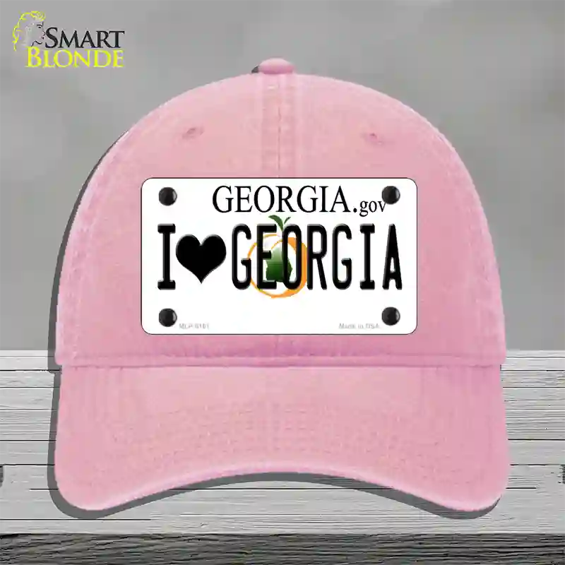 I Love Georgia Novelty License Plate Hat Unconstructed Cotton / Pink