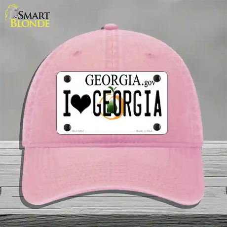 I Love Georgia Novelty License Plate Hat Unconstructed Cotton / Pink