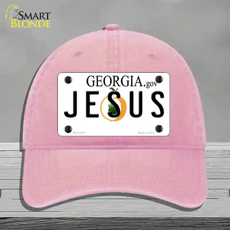 Jesus Georgia Novelty License Plate Hat Unconstructed Cotton / Pink