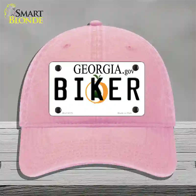 Biker Georgia Novelty License Plate Hat Unconstructed Cotton / Pink