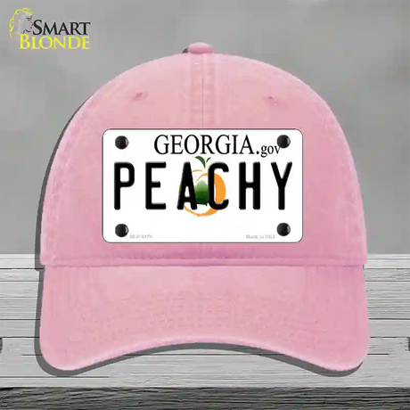 Peachy Georgia Novelty License Plate Hat Unconstructed Cotton / Pink