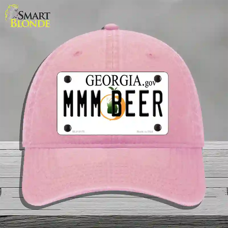 MMM Beer Georgia Novelty License Plate Hat Unconstructed Cotton / Pink