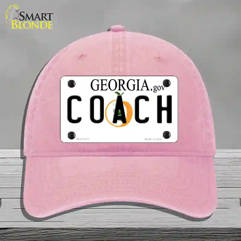 Coach Georgia Novelty License Plate Hat Unconstructed Cotton / Pink