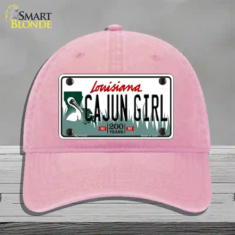 Cajun Girl Louisiana Novelty License Plate Hat Unconstructed Cotton / Pink