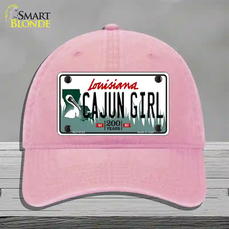 Cajun Girl Louisiana Novelty License Plate Hat Unconstructed Cotton / Pink