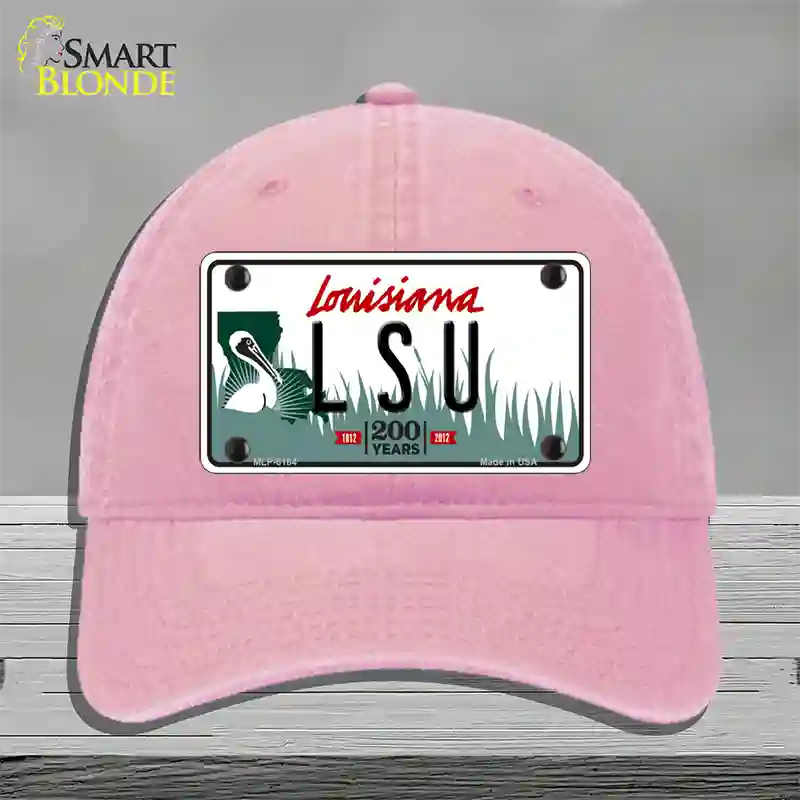 LSU Louisiana Novelty License Plate Hat Unconstructed Cotton / Pink