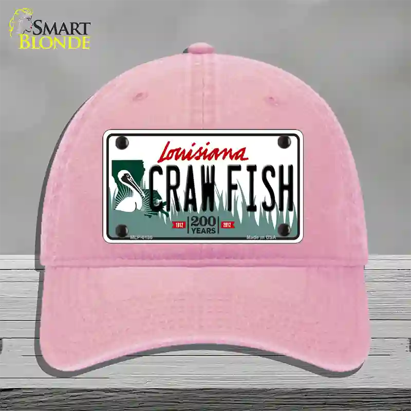 Craw Fish Louisiana Novelty License Plate Hat Unconstructed Cotton / Pink