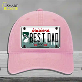 Best Dad Louisiana Novelty License Plate Hat Unconstructed Cotton / Pink