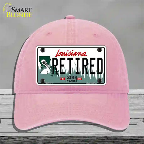 Retired Louisiana Novelty License Plate Hat Unconstructed Cotton / Pink