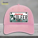 Golfer Louisiana Novelty License Plate Hat Unconstructed Cotton / Pink