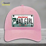 Bad Girl Louisiana Novelty License Plate Hat Unconstructed Cotton / Pink